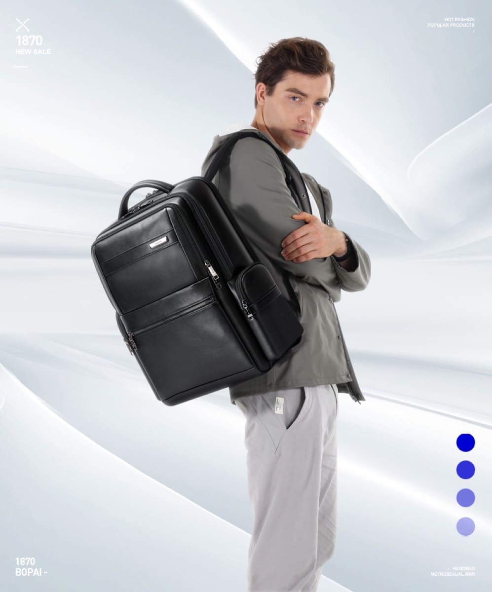 Δερμάτινο Σακίδιο πλάτης Αντικλεπτικό 30L Laptop 17,3” Bopai 61-121961 μαύρο