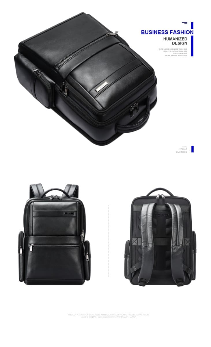 Δερμάτινο Σακίδιο πλάτης Αντικλεπτικό 30L Laptop 17,3” Bopai 61-121961 μαύρο