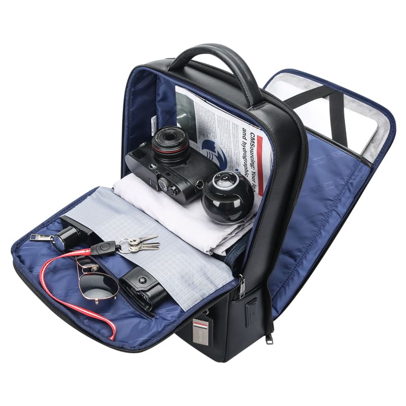 Δερμάτινο Σακίδιο πλάτης 24L Laptop 15,6” Bopai 61-122101 μαύρο