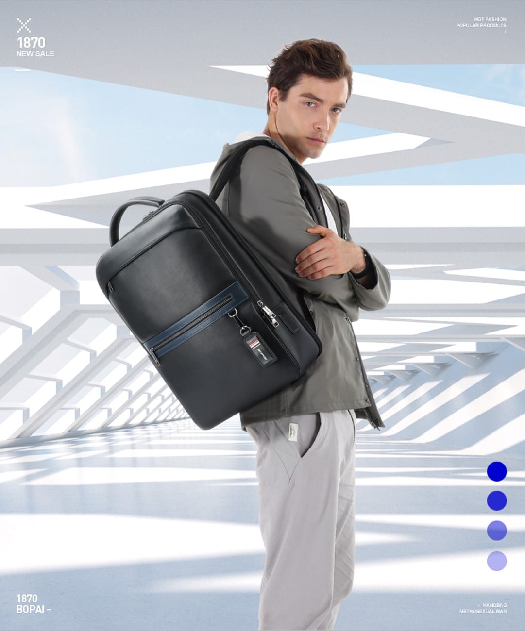 Δερμάτινο Σακίδιο πλάτης 24L Laptop 15,6” Bopai 61-122101 μαύρο