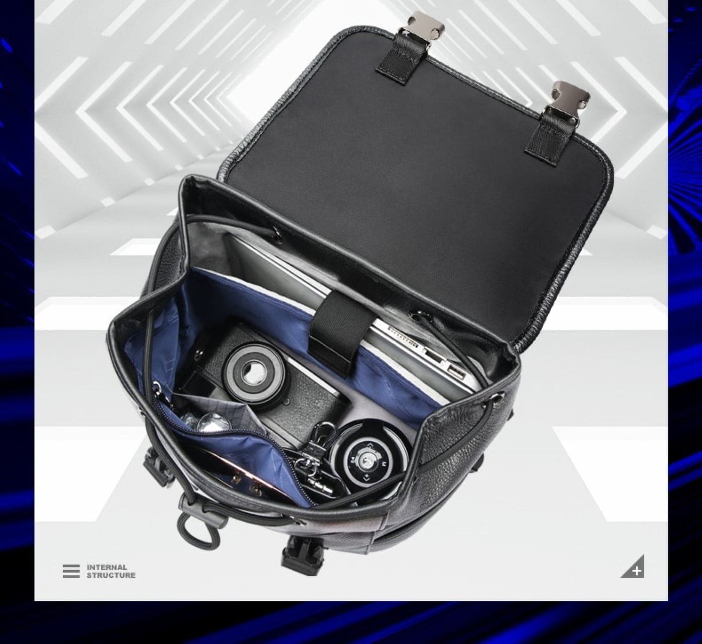 Δερμάτινο Σακίδιο πλάτης 24L 15,6” Bopai 61-123391 μαύρο