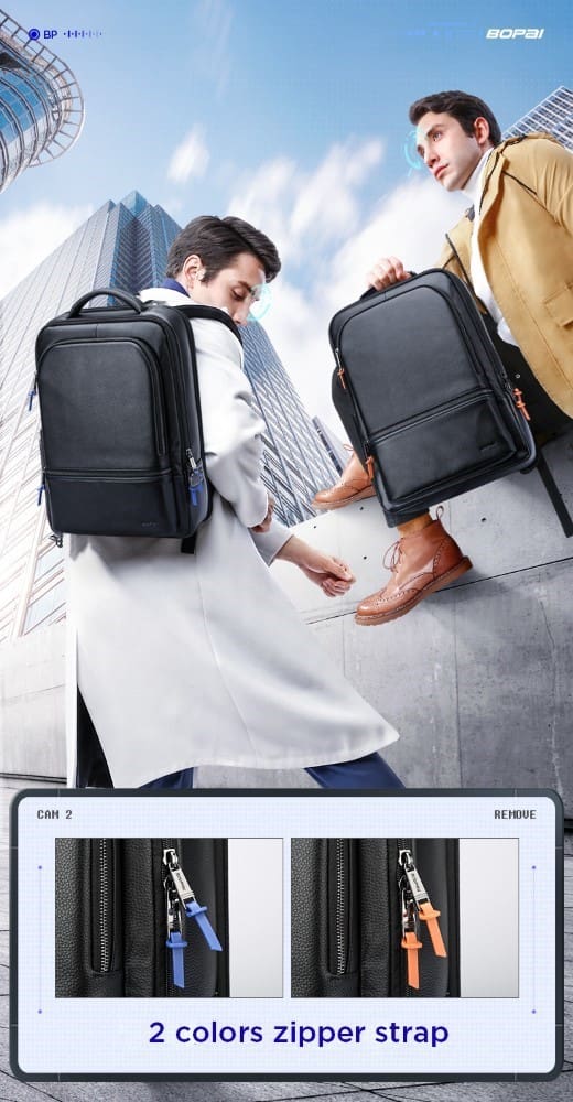 Δερμάτινο Σακίδιο πλάτης Αντικλεπτικό 24L Laptop 15,6” Bopai 61-69711 μαύρο