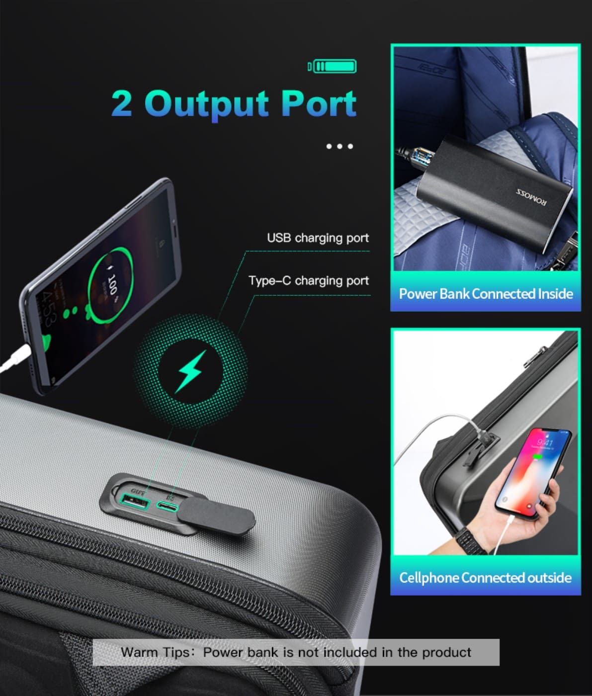 Σακίδιο πλάτης Αντικλεπτικό 22L Laptop 17,3 Bopai 61-93319A μαύρο