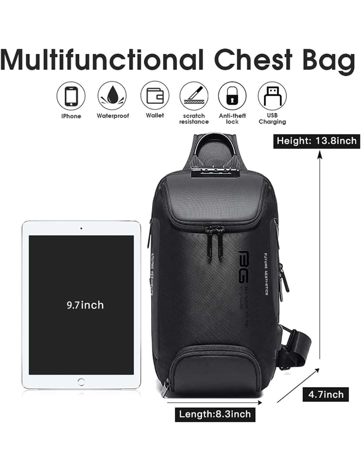 Τσαντάκι ώμου χιαστί crossbody Bange 7082 μαύρο