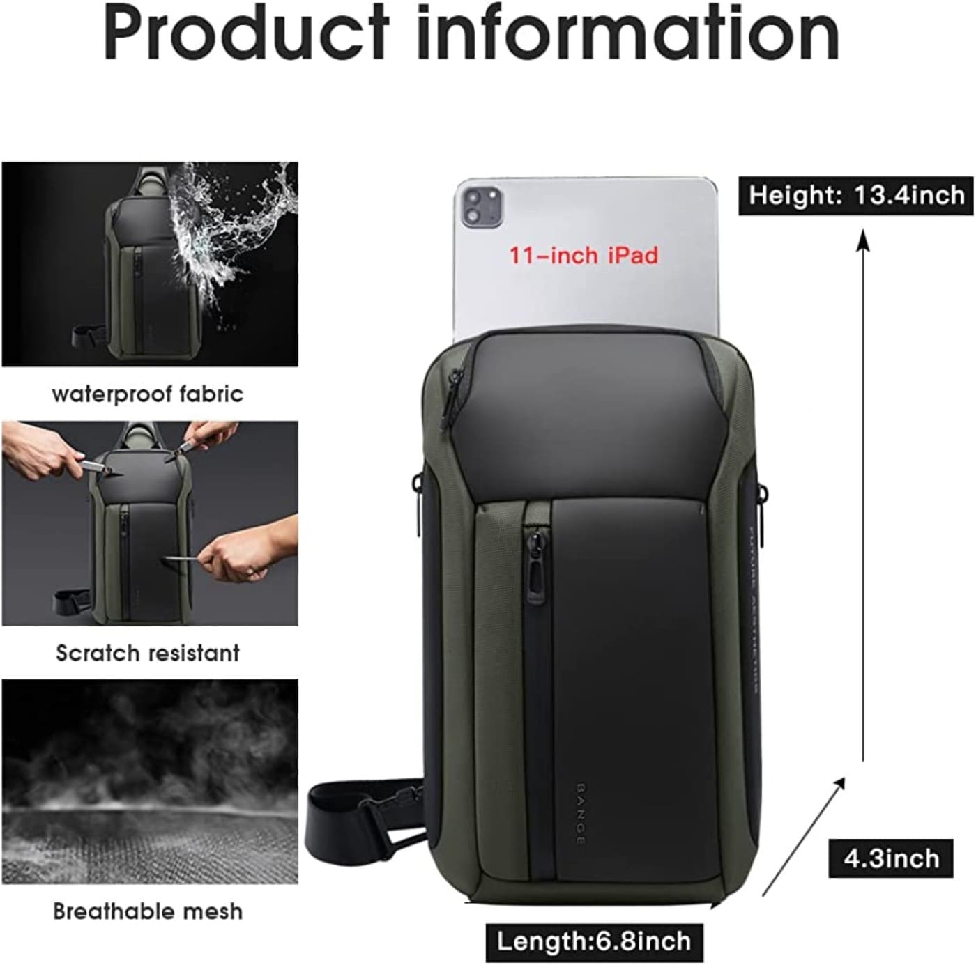 Τσαντάκι ώμου χιαστί crossbody Bange 7566 χακί