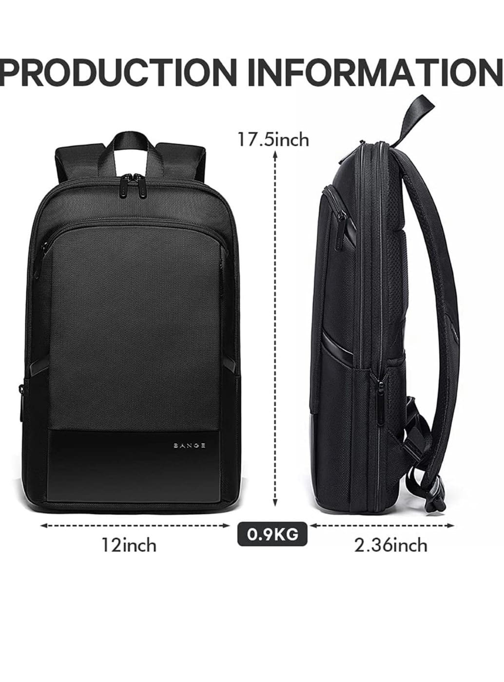 Σακίδιο πλάτης 20L Laptop 15,6” Bange 77115 μαύρο