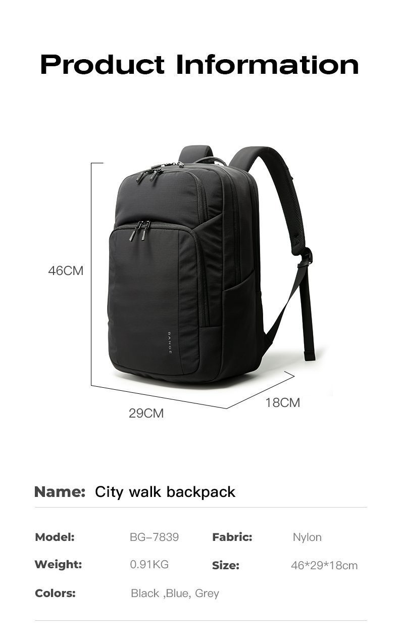 Σακίδιο πλάτης 24L Laptop 15,6” Bange 7839 μαύρο