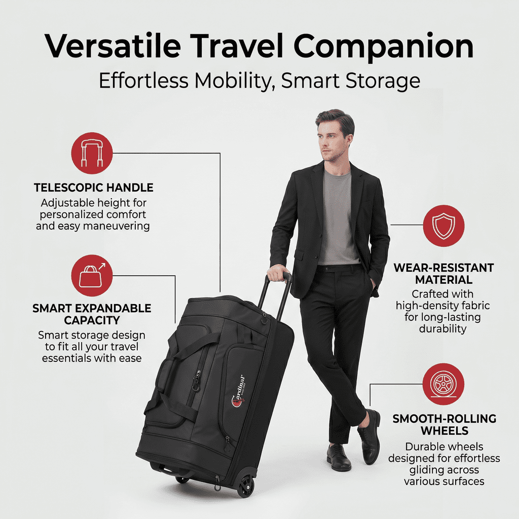Τροχοτσάντα Ταξιδιού Cardinal 65cm 73L 8507 μαύρο