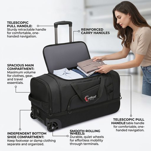 Τροχοτσάντα Ταξιδιού Cardinal 75cm 105L 8508 μαύρο