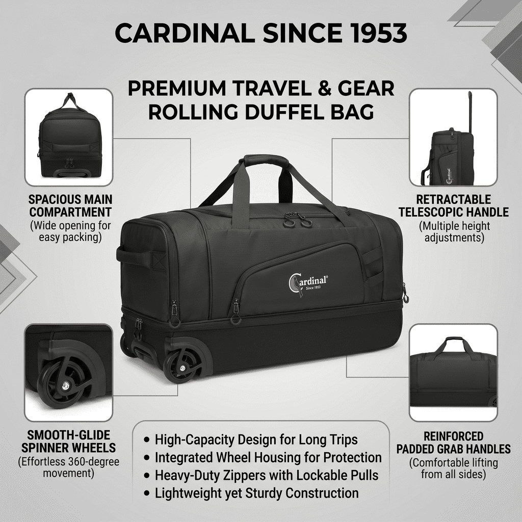 Τροχοτσάντα Ταξιδιού Cardinal 75cm 105L 8508 μαύρο