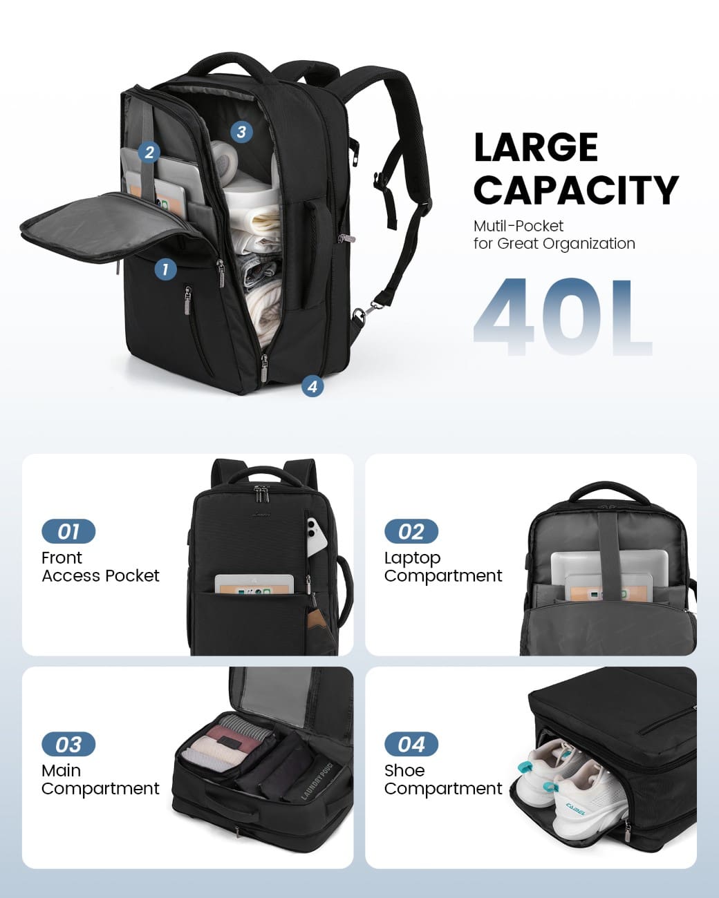 Σακίδιο Πλάτης Καμπίνας 40L με USB 17,3" MB1975 black
