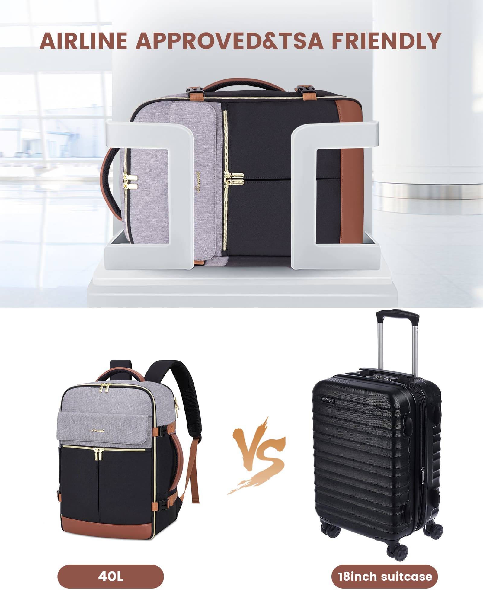 Σακίδιο Ταξιδίου Καμπίνας 40L 17,3" MB2112 black gray brown