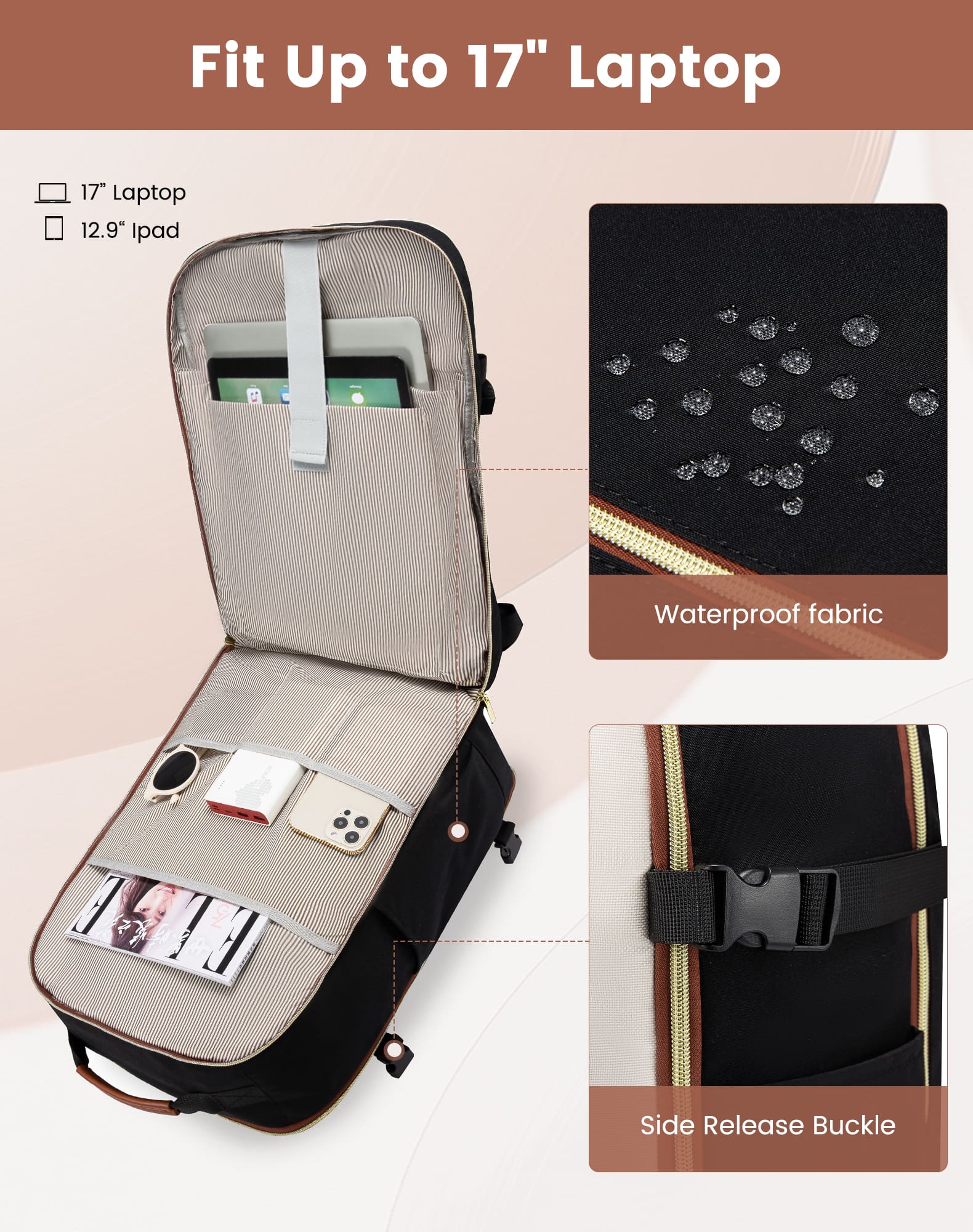 Σακίδιο πλάτης καμπίνας 40L 17,3" MB2141 black/white