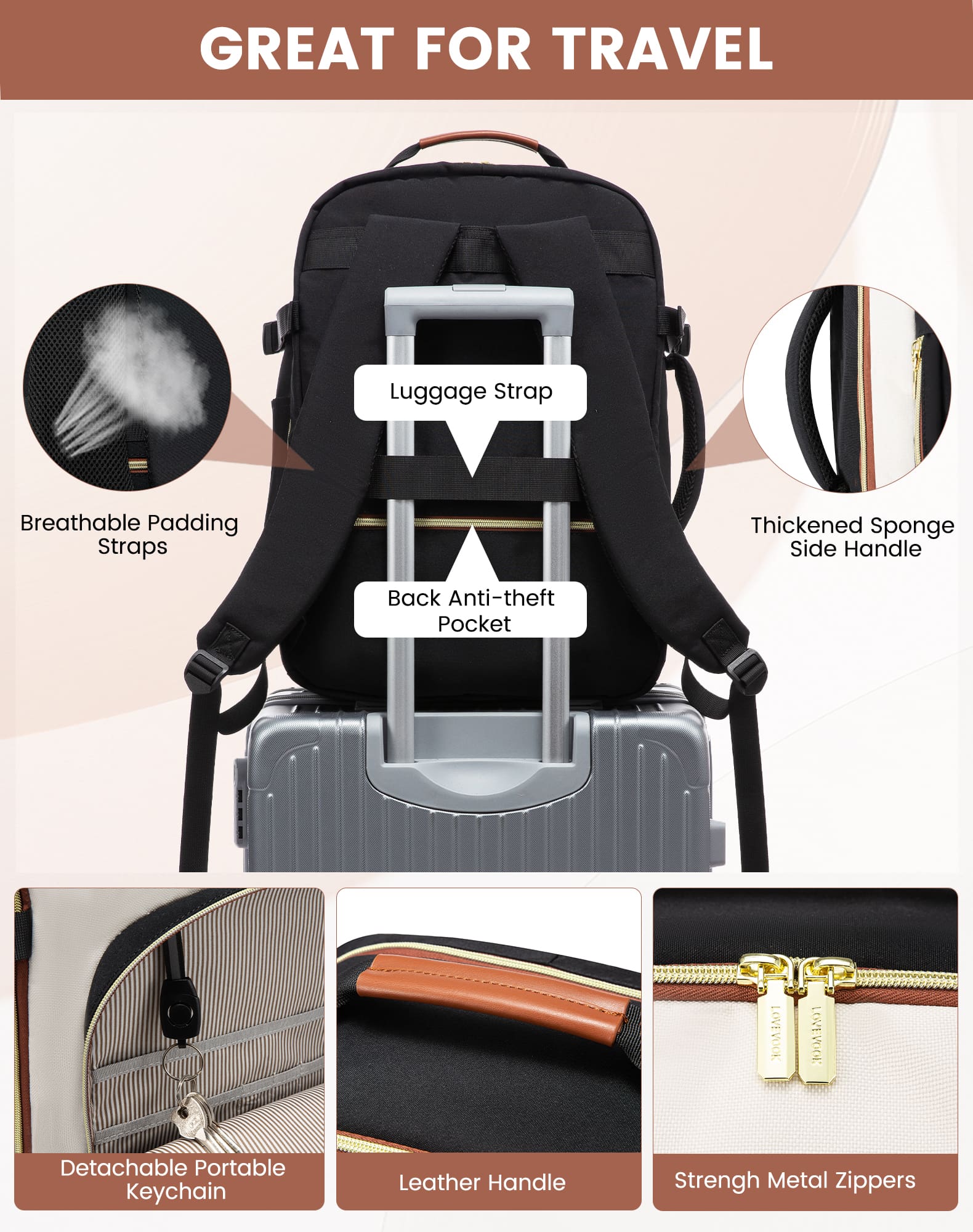 Σακίδιο πλάτης καμπίνας 40L 17,3" MB2141 black/white