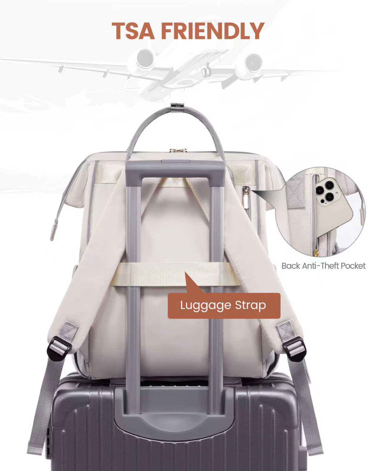 Γυναικείο Σακίδιο με USB Lovevook 15,6'' MB2146 beige/black