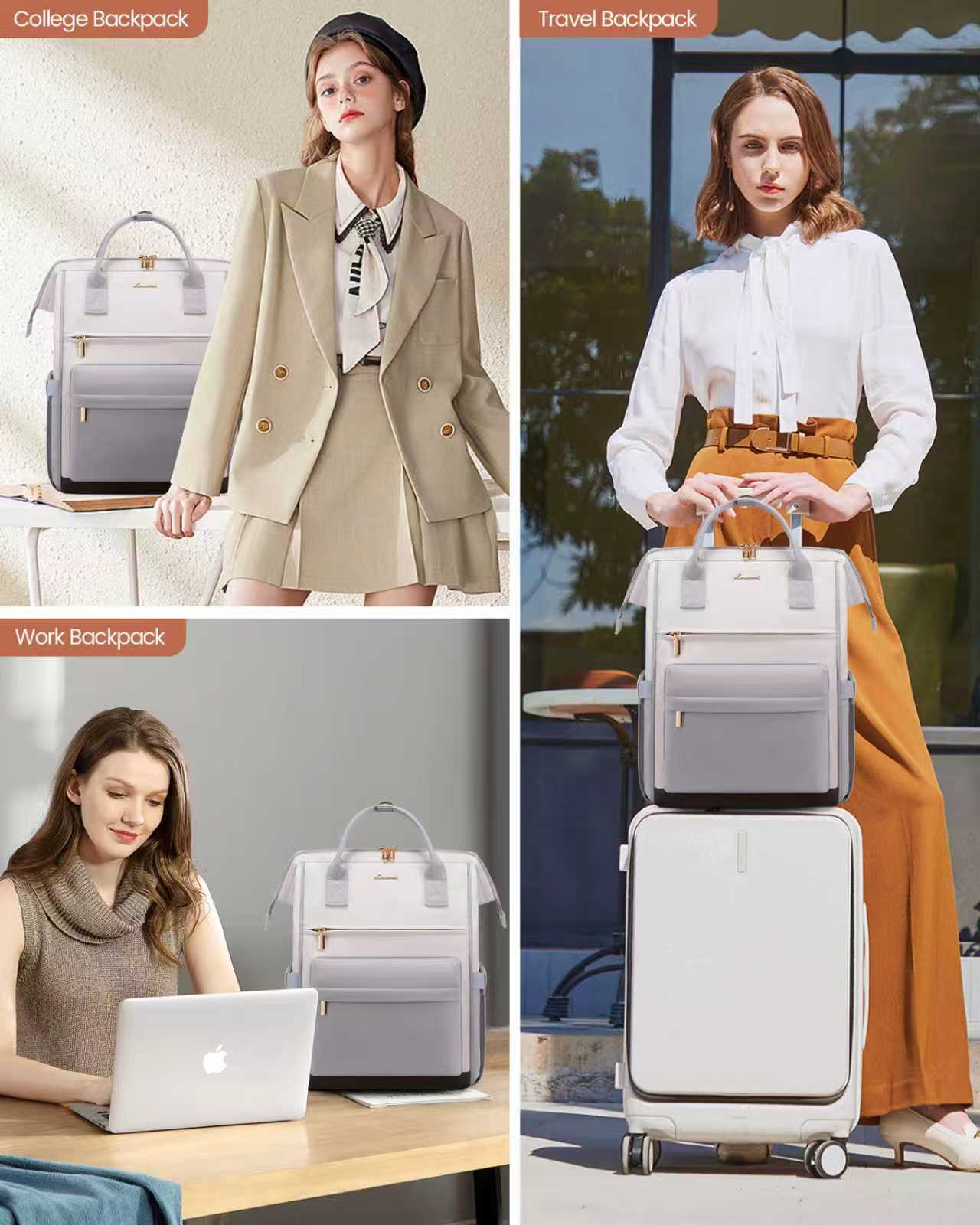 Γυναικείο Σακίδιο με USB Lovevook 15,6'' MB2146 beige/black