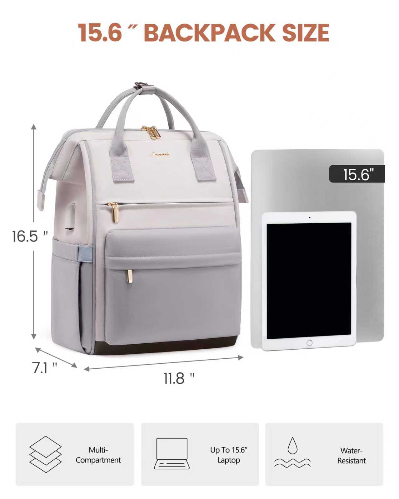 Γυναικείο Σακίδιο με USB Lovevook 15,6'' MB2146 beige/black