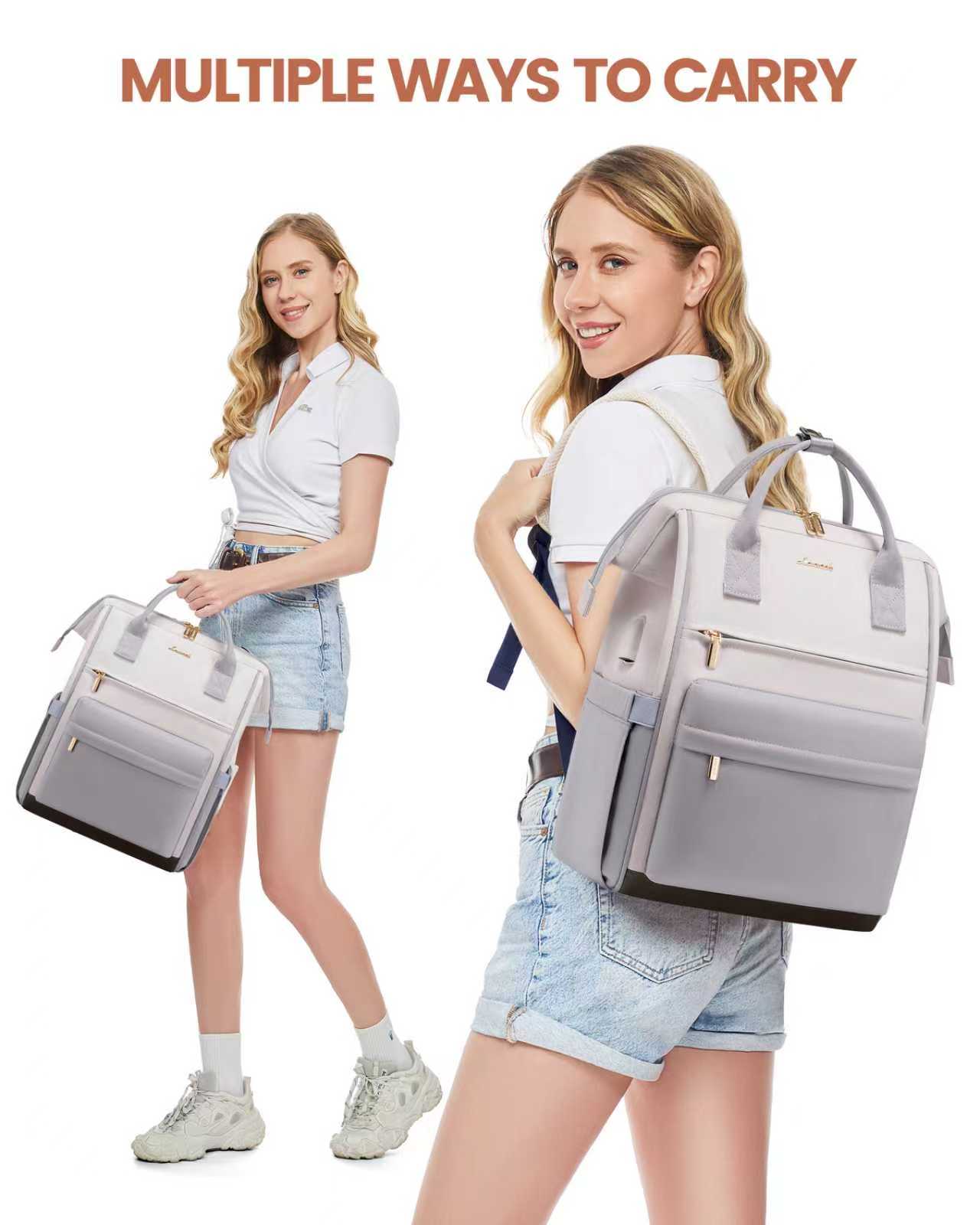 Γυναικείο Σακίδιο με USB Lovevook 15,6'' MB2146 beige/black
