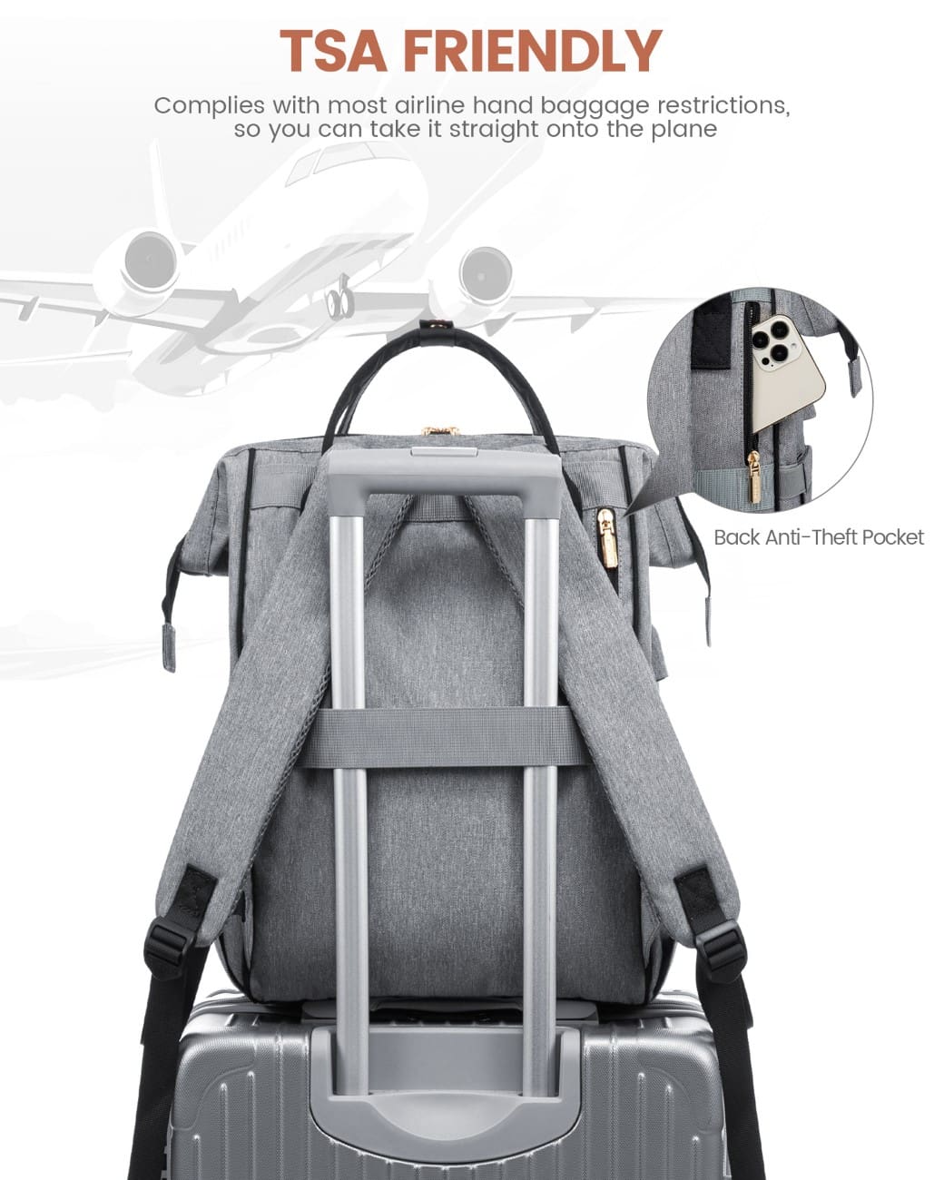 Γυναικείο Σακίδιο με USB Lovevook 15,6'' MB2146 gray/black