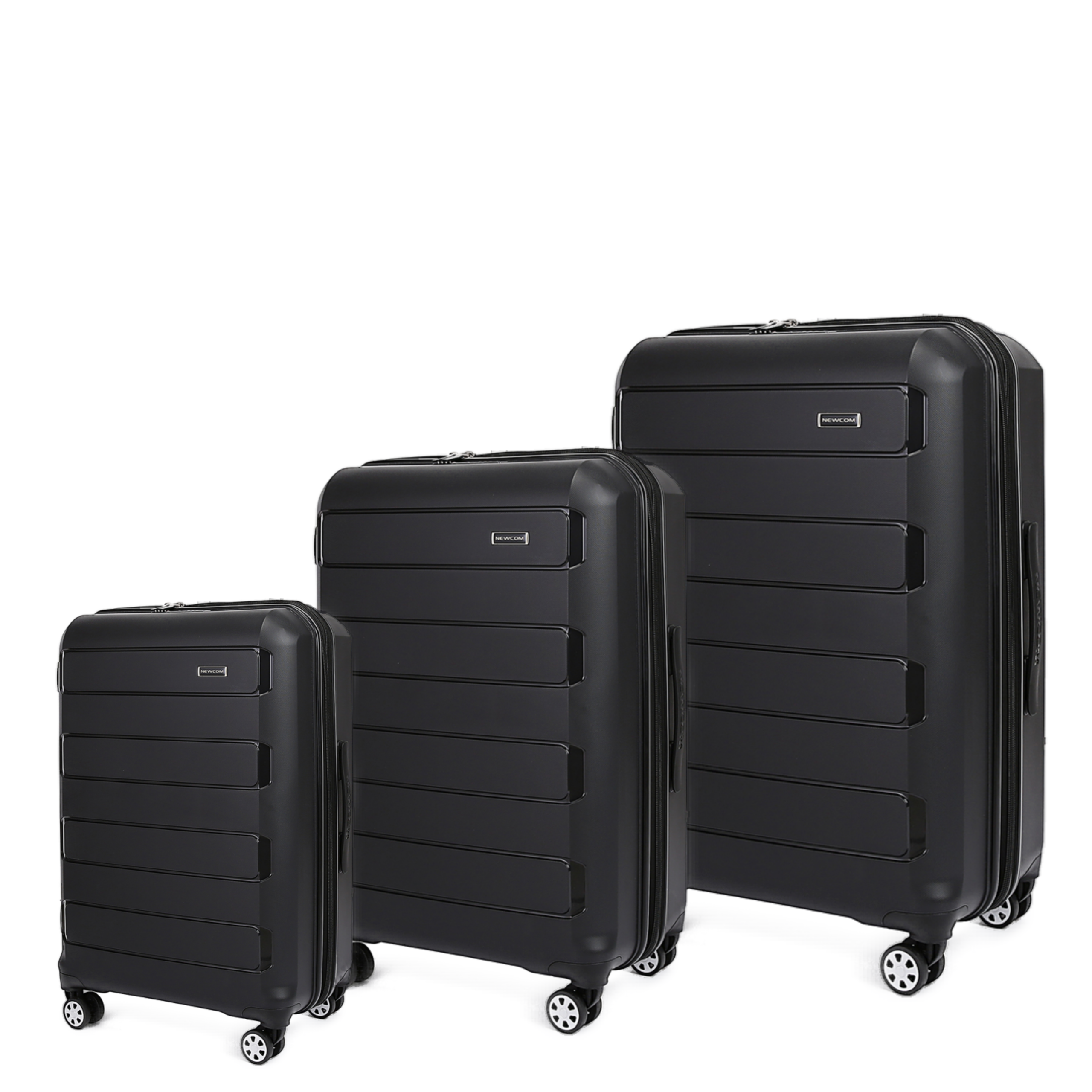 Σετ 3 βαλίτσες Newcom N1312 PC σετ 3 τεμαχίων 50x22x36 cm + 61x25x43 cm + 71x29x50 cm μαύρο