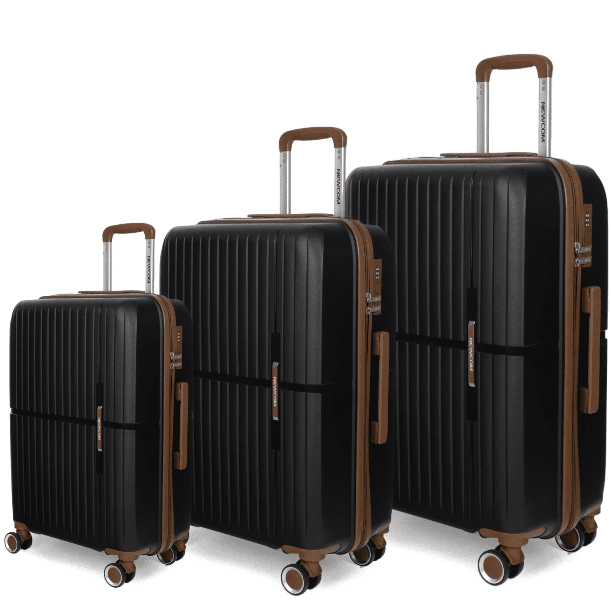 Βαλίτσες σκληρές Newcom N1596 (PP) σετ (σετ 3 τεμαχίων) 56x22x37 cm + 67x22,5x43 cm + 76x29x49 cm μαύρο