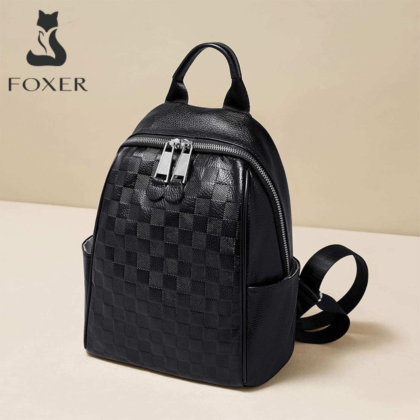 Δερμάτινo Γυναικείo Σακίδιο Πλάτης Foxer SF900116YF μαύρο