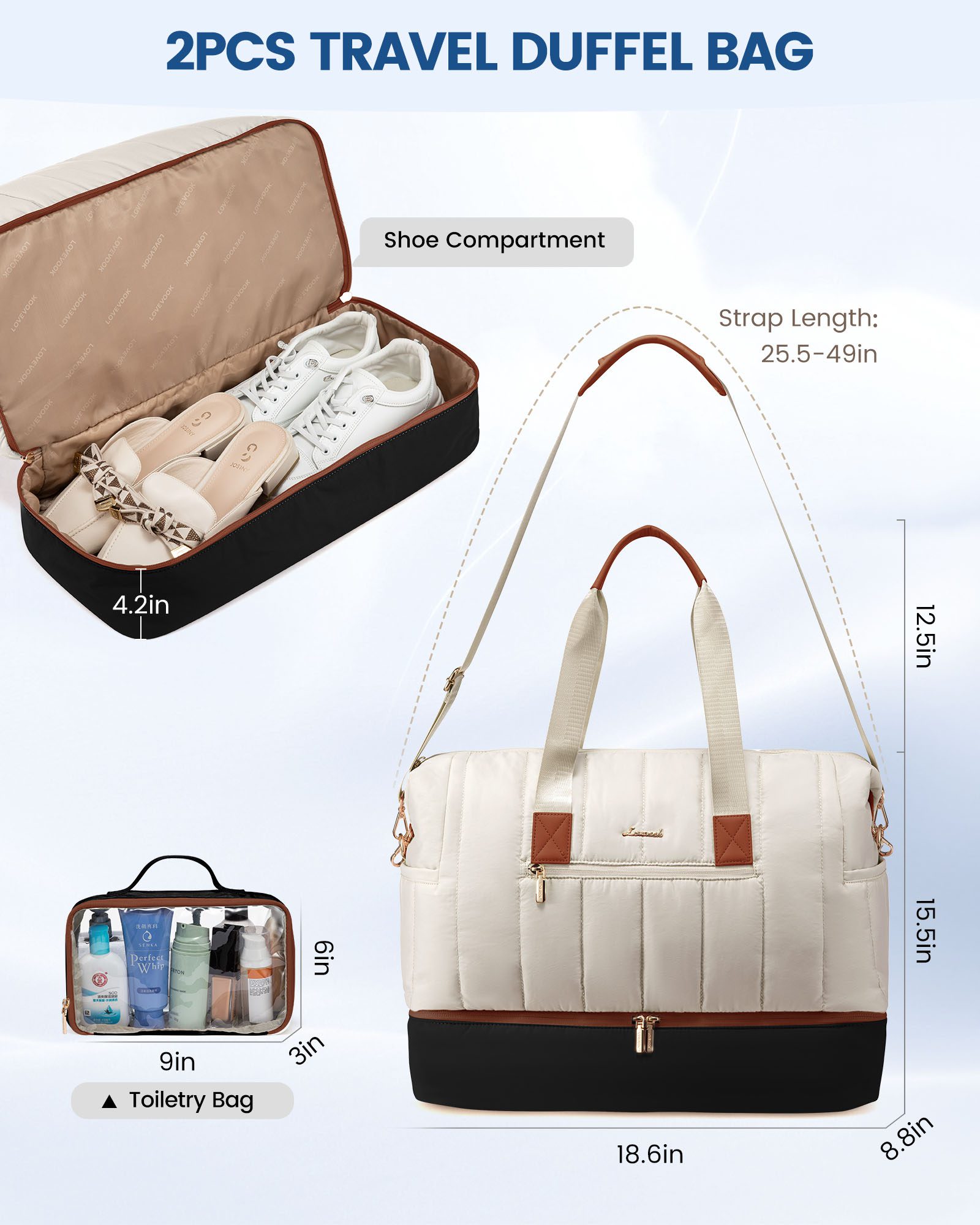 Σετ Σάκος ταξιδιού 35 L Lovevook UB3171 beige black