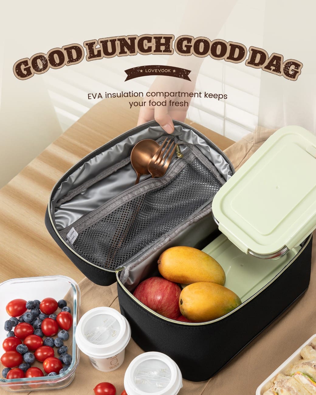 Lunch Bag Ισοθερμική τσάντα Lovevook UB3225 beige/black