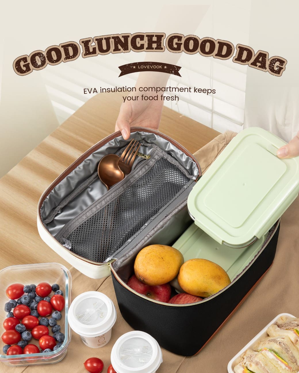Lunch Bag Ισοθερμική τσάντα Lovevook UB3225 beige/black