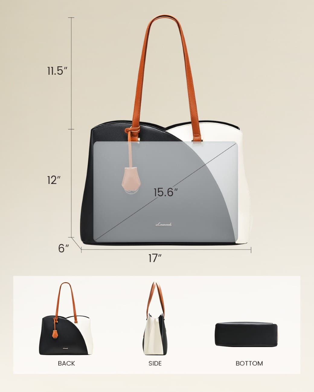 Γυναικεία Τσάντα ώμου Lovevook 15,6'' WB3290 beige/black