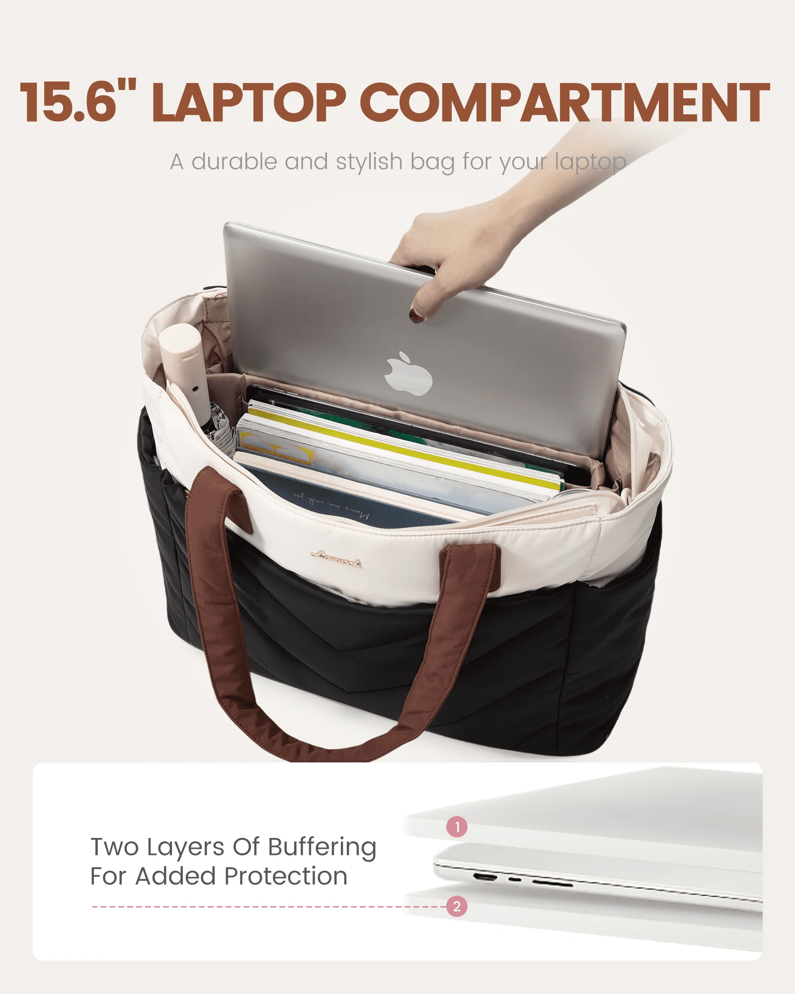 Τσάντα Laptop Γυναικεία Lovevook WB5036 beige black brown