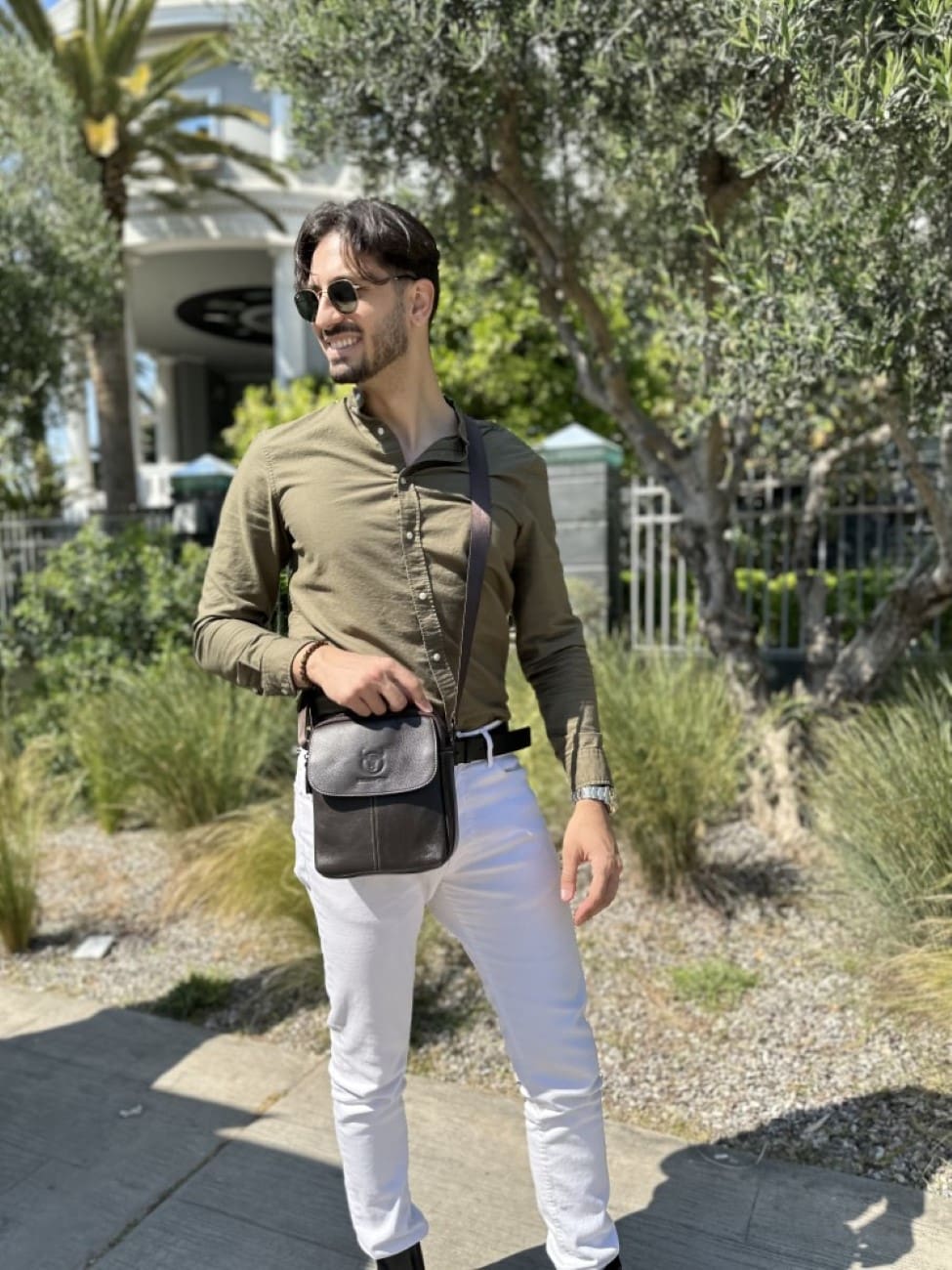 Δερμάτινο τσαντάκι ώμου Bull Captain DJB 07 σκούρο καφέ