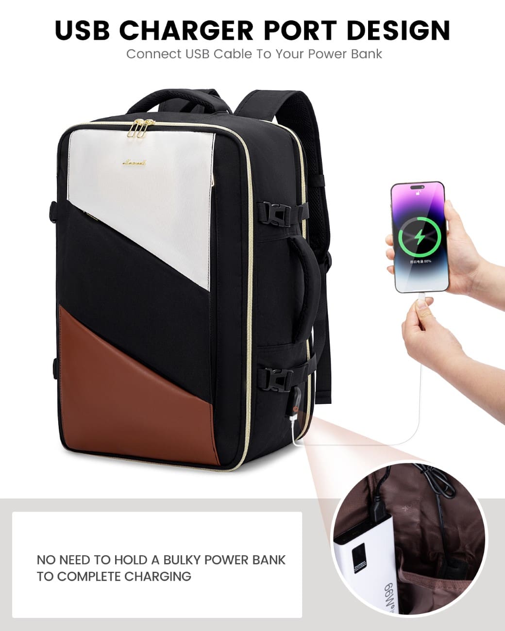 Σακίδιο καμπίνας 40L Carry on 17,3" UB2194 black/beige