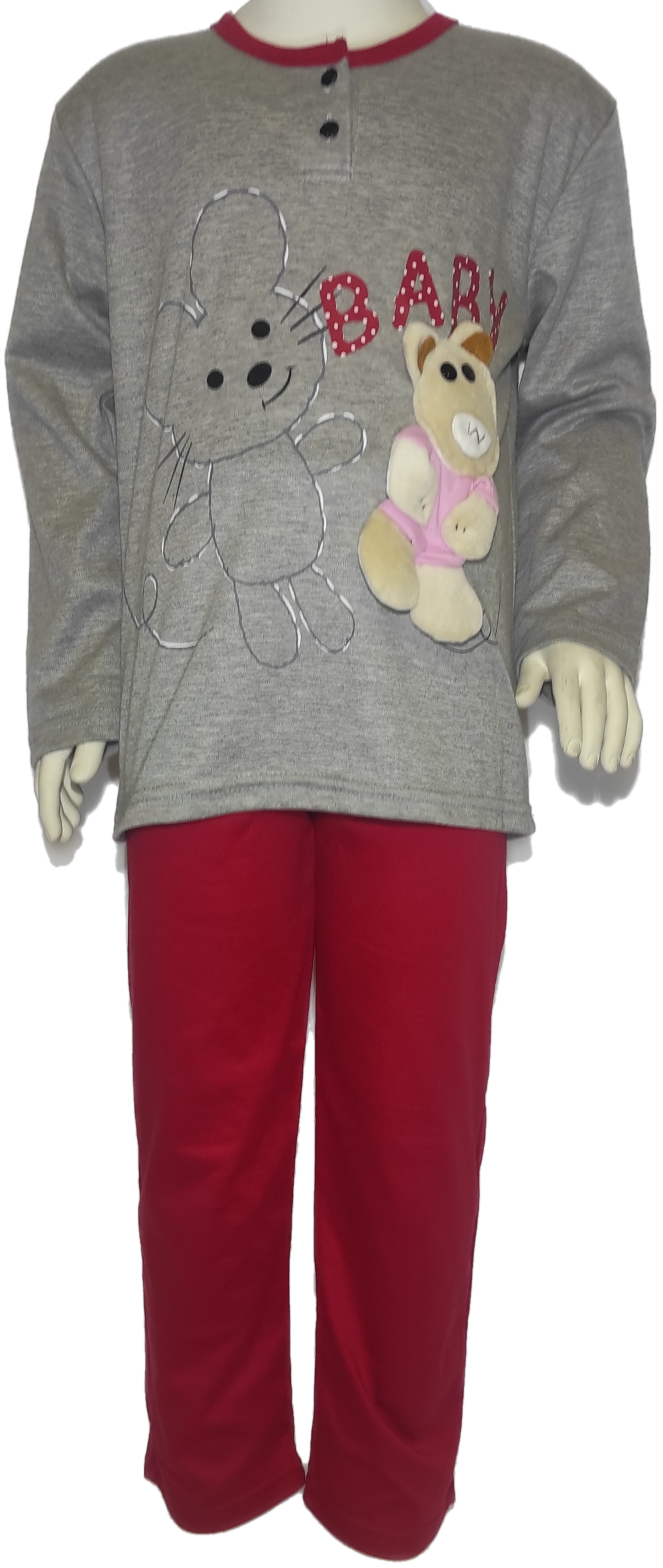 Παιδική κοριτσίστικη πυτζάμα Lydia Creations 8201 Γκρι-κόκκινο