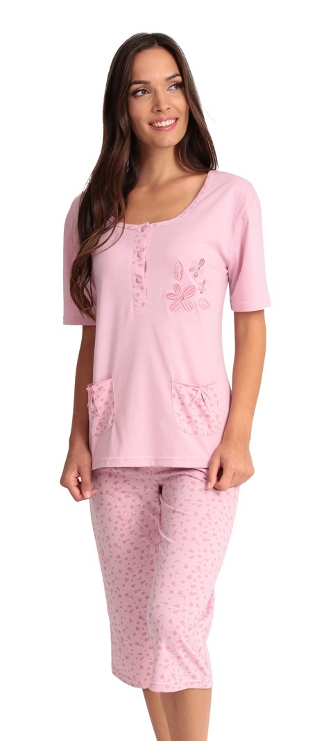 Γυναικεία Καλοκαιρινή πiζάμα Homewear Πατιλέτα Capri Παντελόνι Lydia Creation 23008 ΡΟΖ 