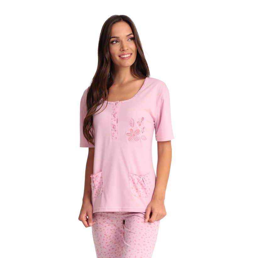 Γυναικεία Καλοκαιρινή πiζάμα Homewear Πατιλέτα Capri Παντελόνι Lydia Creation 23008 ΡΟΖ 