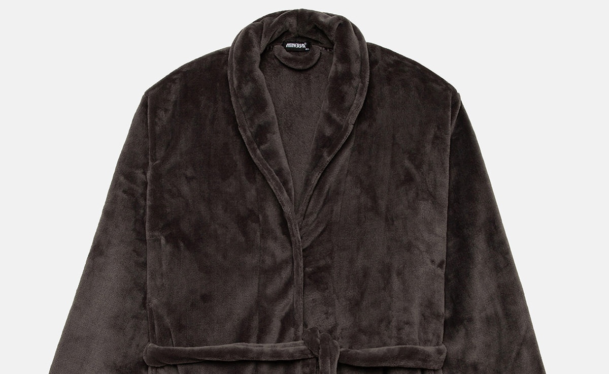 Ανδρική Ρόμπα Χειμερινή Σταυρωτή  με Ζώνη Fleece Minerva 96-71212-590 ΓΚΡΙ