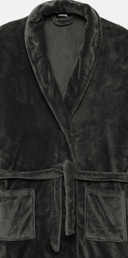 Ανδρική Ρόμπα Χειμερινή Σταυρωτή  με Ζώνη Fleece Minerva 96-71212-606 ΧΑΚΙ