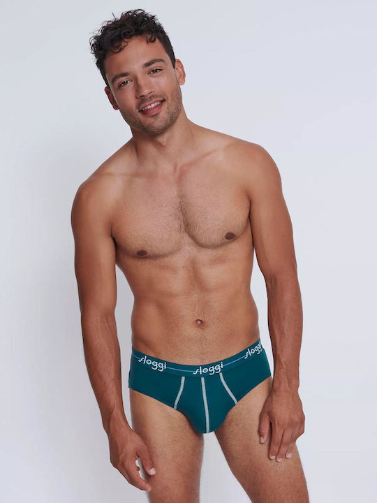 Ανδρικό Εσώρουχο Σλίπ Βαμβάκι 2 PACK SLOGGI MEN MIDI START 10161905-V017 ΠΕΤΡΟΛ ΓΑΛΑΖΙΟ