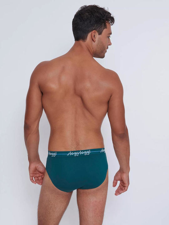 Ανδρικό Εσώρουχο Σλίπ Βαμβάκι 2 PACK SLOGGI MEN MIDI START 10161905-V017 ΠΕΤΡΟΛ ΓΑΛΑΖΙΟ