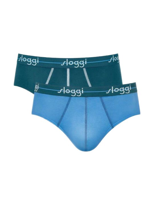 Ανδρικό Εσώρουχο Σλίπ Βαμβάκι 2 PACK SLOGGI MEN MIDI START 10161905-V017 ΠΕΤΡΟΛ ΓΑΛΑΖΙΟ