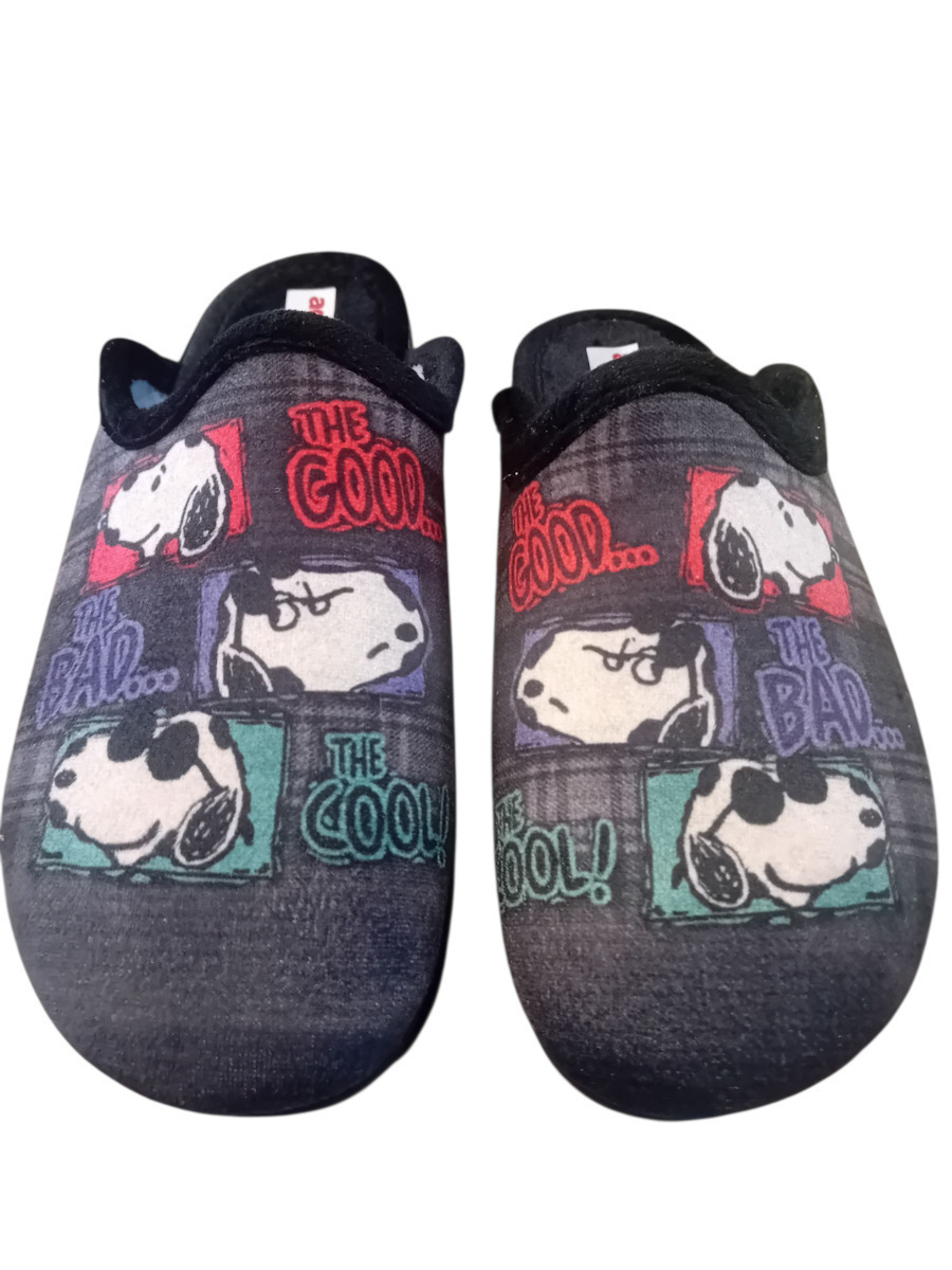 Παντόφλα Χειμερινή unisex SNOOPY print Soft ADAM'S 624-25676 Ανθρακί