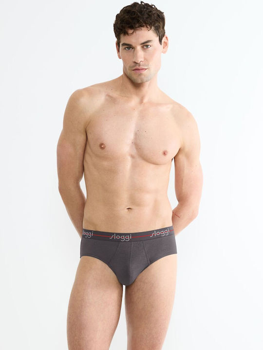 Ανδρικό Εσώρουχο Σλιπ Βαμβάκι 2 PACK SLOGGI MEN MIDI START 10206949-0034 BLACK COMBINATION-ΓΚΡΙ