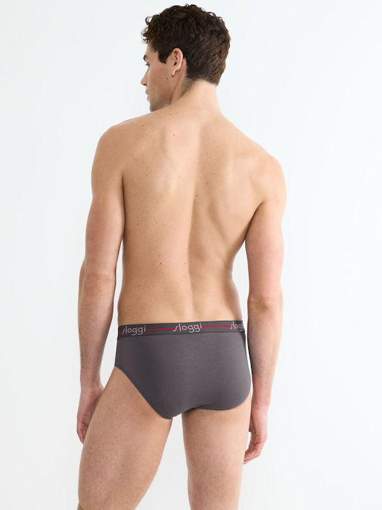 Ανδρικό Εσώρουχο Σλιπ Βαμβάκι 2 PACK SLOGGI MEN MIDI START 10206949-0034 BLACK COMBINATION-ΓΚΡΙ