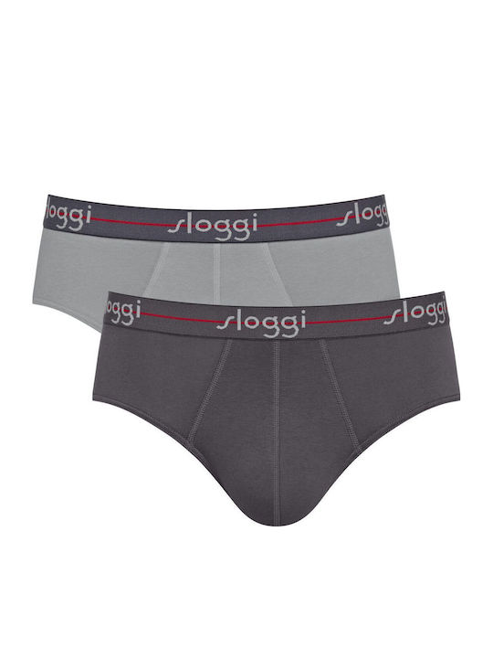 Ανδρικό Εσώρουχο Σλιπ Βαμβάκι 2 PACK SLOGGI MEN MIDI START 10206949-0034 BLACK COMBINATION-ΓΚΡΙ