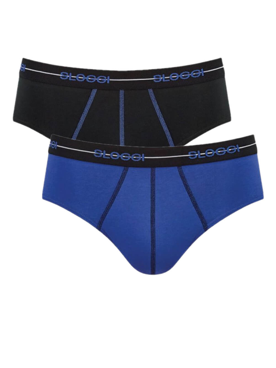 Ανδρικά Σλίπ SLOGGI MEN MIDI START  2 PACK 10050546-V005 Μαύρο-Μπλε