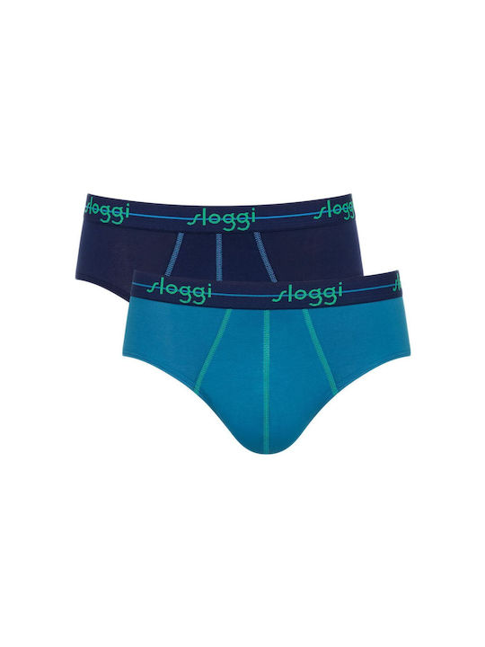 Ανδρικό Εσώρουχο Σλιπ Βαμβάκι 2 PACK SLOGGI MEN MIDI START 10206949-V020 ΜΠΛΕ ΣΚ-ΜΠΛΕ ΑΝΟΙΚΤ