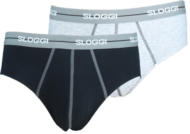 Ανδρικά Σλίπ SLOGGI MEN MIDI START 10050546-M013  2 PACK μαύρο γκρι