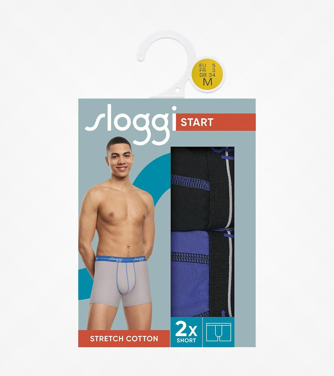 Ανδρικό εσώρουχό Βαμβάκι μπόξερ Boxer SLOGGI men Start Short C2P 10206948 -V005 ΜΑΥΡΟ-ΜΠΛΕ