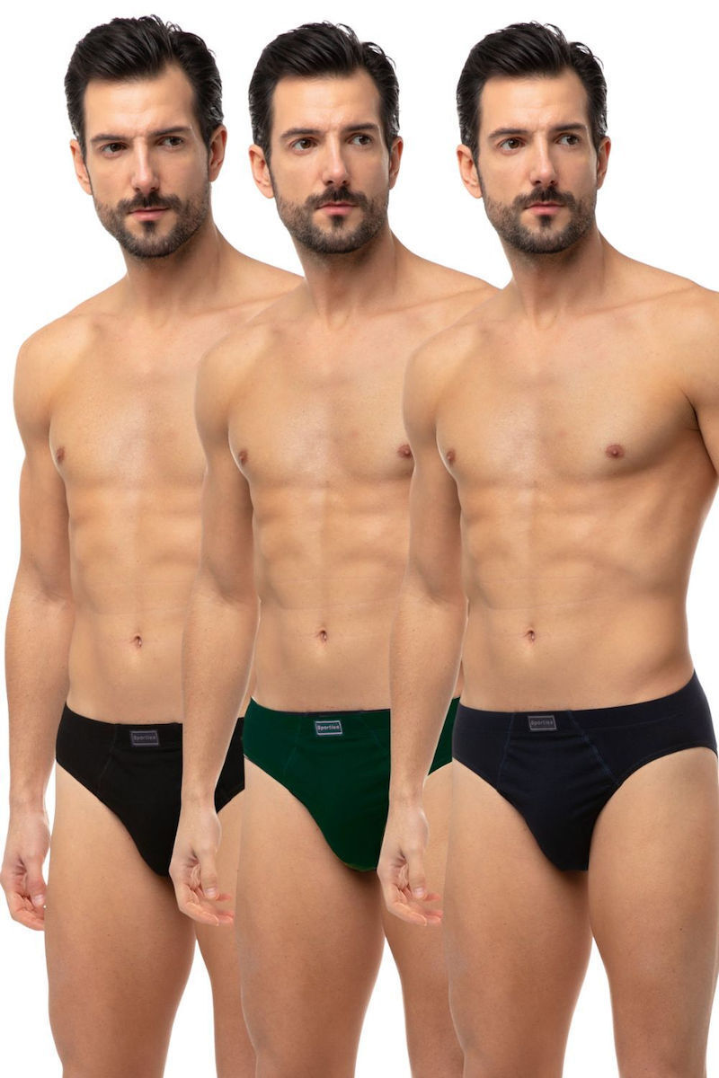 Ανδρικό εσώρουχο slip MINERVA SPORTIES 3 PACK 23027-162 ΜΑΥΡΟ-ΜΠΛΕ-ΚΥΠΑΡΙΣΣΙ